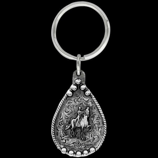 Gaited Horse Keychain, The beauty of a The Gaited Horse can’t be beat! This item  includes a beautiful rope border, a 3D gaited horse and rider figure, and a key ring 